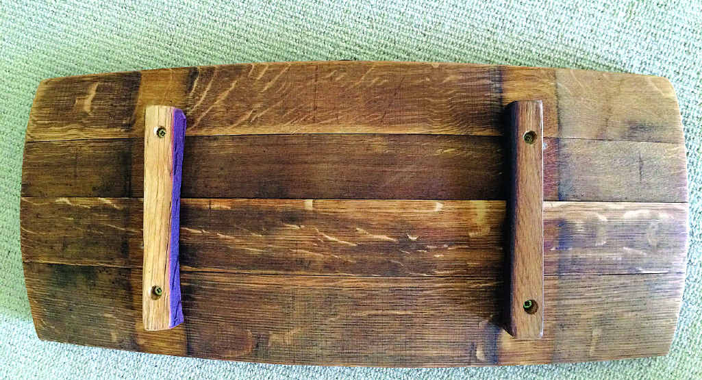The underside of Ayden’s serving platter made from a wine barrel. The underside of Ayden’s serving platter made from a wine barrel.